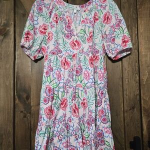 Kids Floral Tiered Dress - Pink Multi